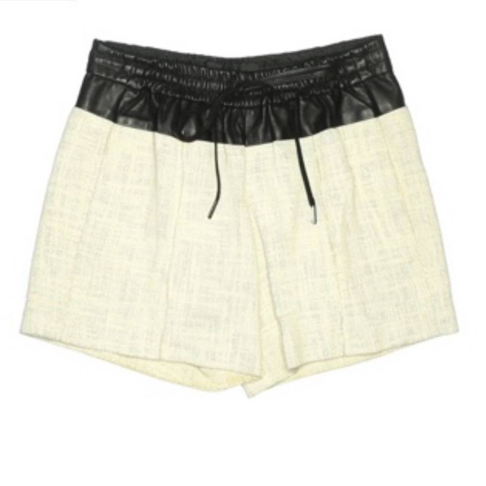Dressy Shorts by A.L.C Ivory with Black Leather Waistband Size XS